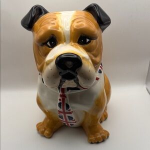 Ceramic British Bulldog Cookie Jar in Brown and White